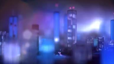 现代摩天大楼高层建筑城市夜间灯光拉远展示标志动画片头视频的预览图